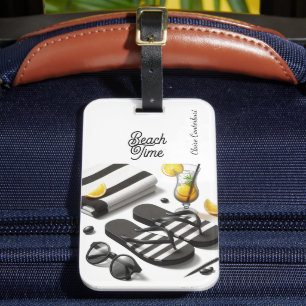 Black and White Beach Accessories Luggage Tag