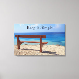 Black and White Beach Bench Canvas Print