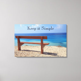 Black and White Beach Bench  Canvas Print