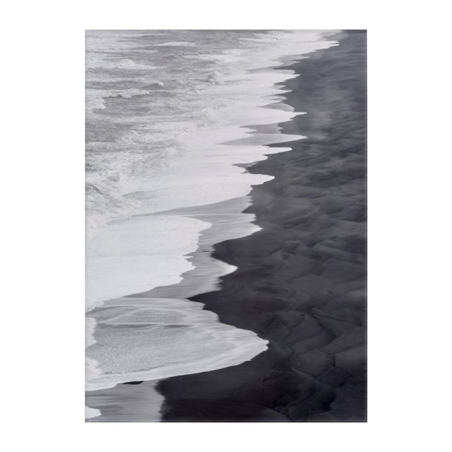 Black and white beach scenic acrylic print (Front)