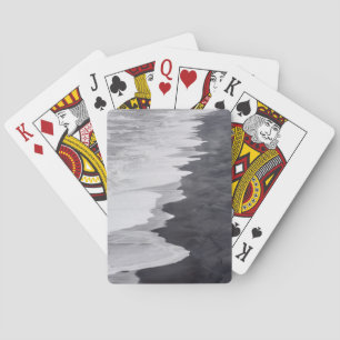 Black and white beach scenic poker cards