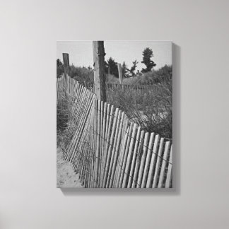 Black and White Beach Wrapped Canvas Print