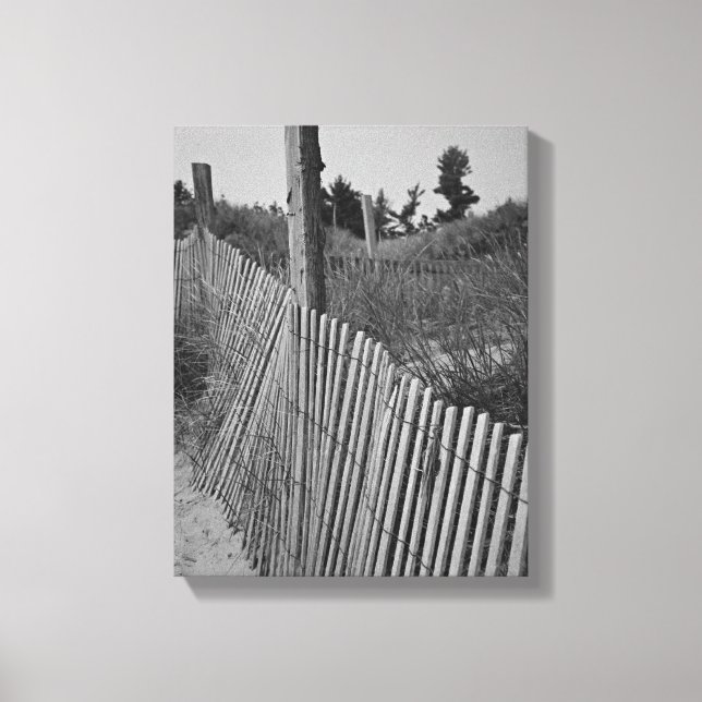 Black and White Beach Wrapped Canvas Print (Front)