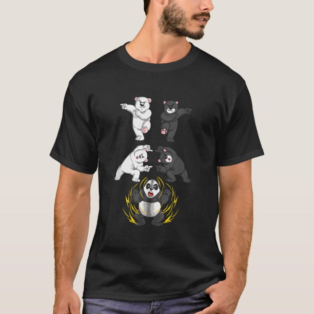 Black And White Bear Into Panda Fusion T-Shirt (Front)