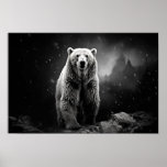 Black And White Bear Photography Poster