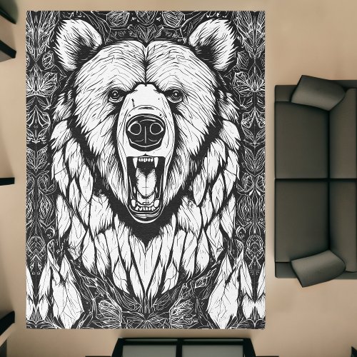 Black and White Bear Rug  Large 9x12 Area Rug