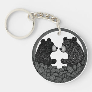 Black and white bears keychain