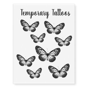 Black and White Beautiful Venus Butterfly Garden Temporary Tattoos