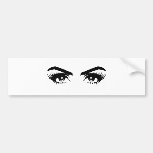 Black and White Beautiful Woman Eyes Lashes Bumper Sticker