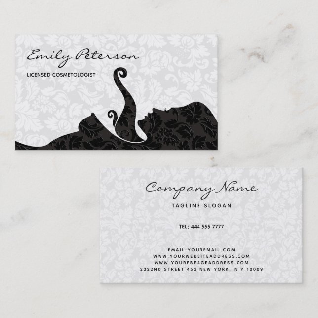 Black And White Beauty/Cosmetology Design Business Card (Front/Back)
