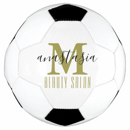 Black and White Beauty Salon by Anastasia Monogram Soccer Ball