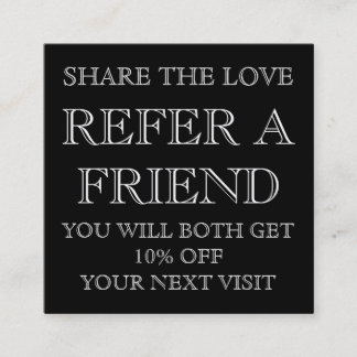 Black and White Beauty Salon Referral Card