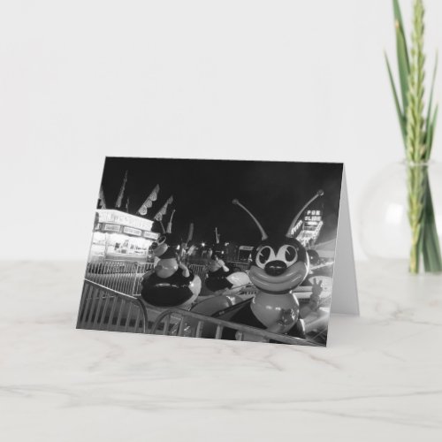 Black and White Bee Carnival Photo Greeting Card