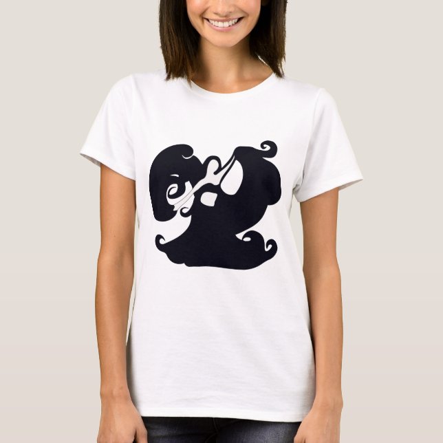 Black and White Belly Dancer With Veil Fashion Top (Front)