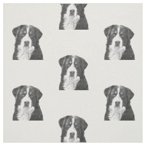 Black and White Bernese Mountain Dog Fabric