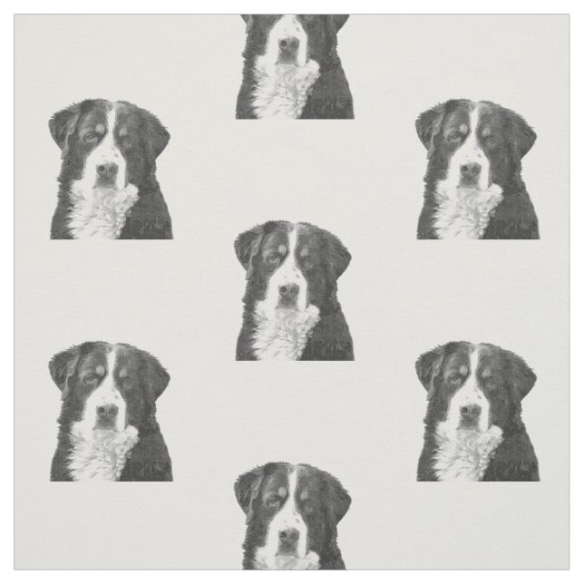 Black and White Bernese Mountain Dog Fabric (Swatch)