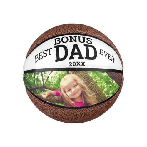 Black And White Best Bonus Dad Ever Photo  Mini Basketball