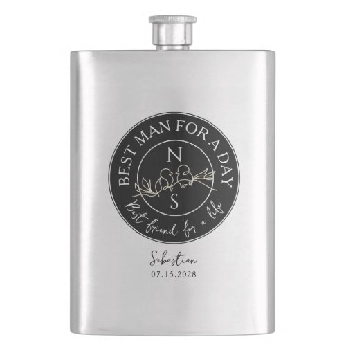 Black and White Best Man Flask