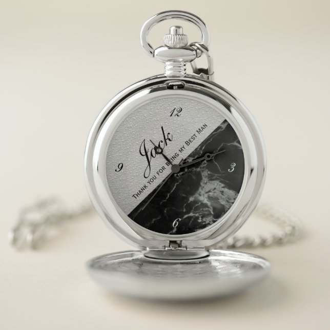 Black and White Best Man Pocket Watch (Inside)
