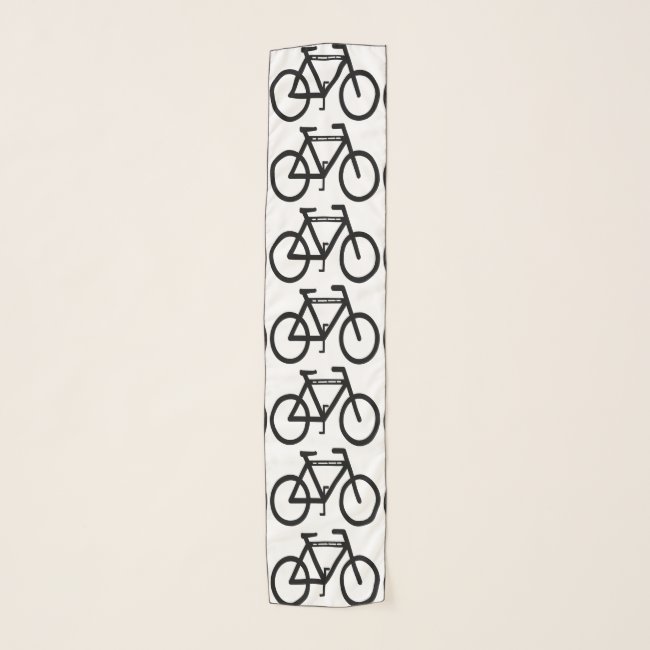 Black and White Bicycle Pattern Chiffon Scarf