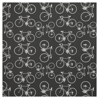 Black And White Bicycle Pattern Fabric by dawnfx at Zazzle