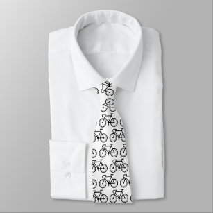 Black and white bicycle print neck tie for cyclist