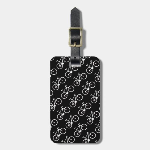 black and white bicycles patterning luggage tag