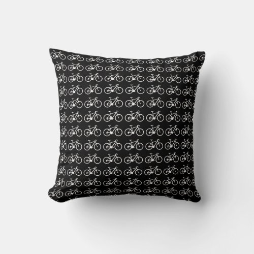 black and white Bicycles  Throw Pillow