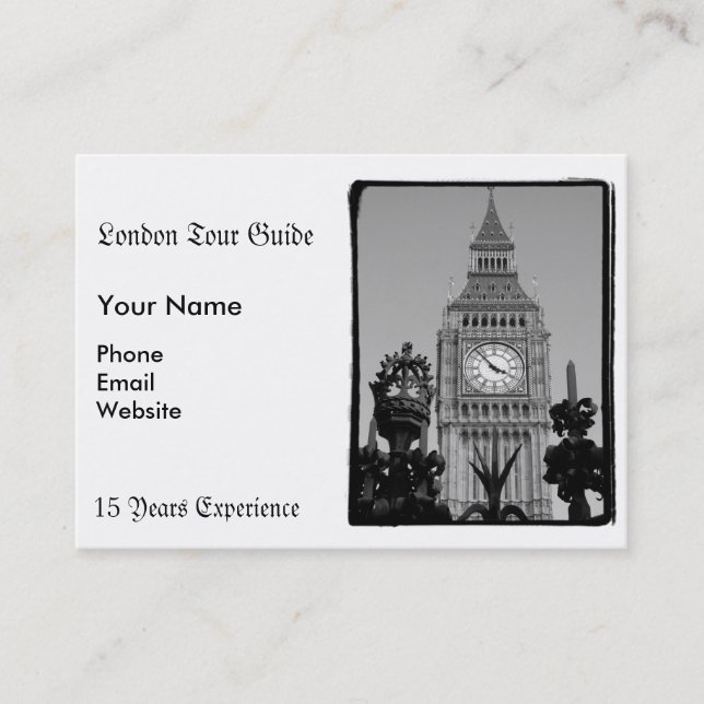 Black and White Big Ben Business Card (Front)