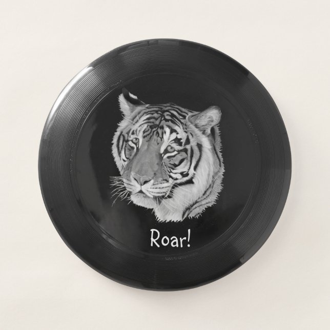 black and white big cat wildlife picture of tiger Wham-O frisbee (Front)