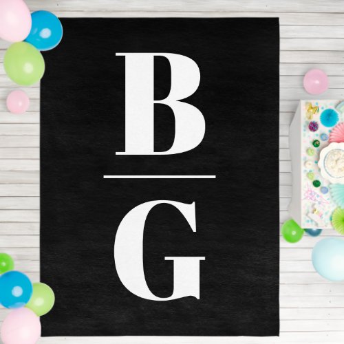 Black and White Big Letters Wedding Monogram Outdoor Rug