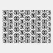 Black and White Bigfoot Sasquatch Birthday Wrapping Paper Sheets (Front 2)