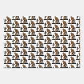 Black and White Bigfoot Sasquatch Birthday Wrapping Paper Sheets (Front)