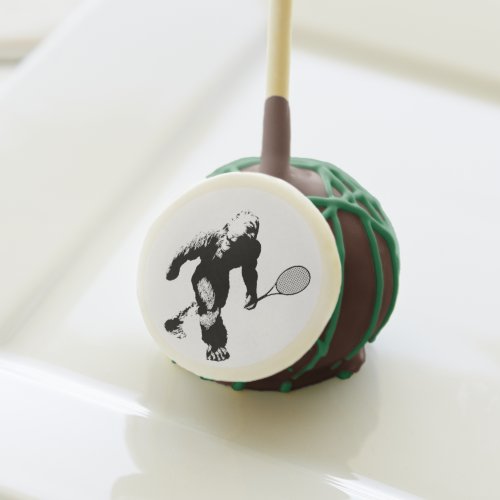 Black and White Bigfoot With Tennis Racket Cake Pops