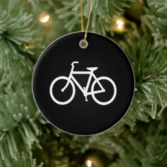 Black and White Bike Graphic Ceramic Ornament