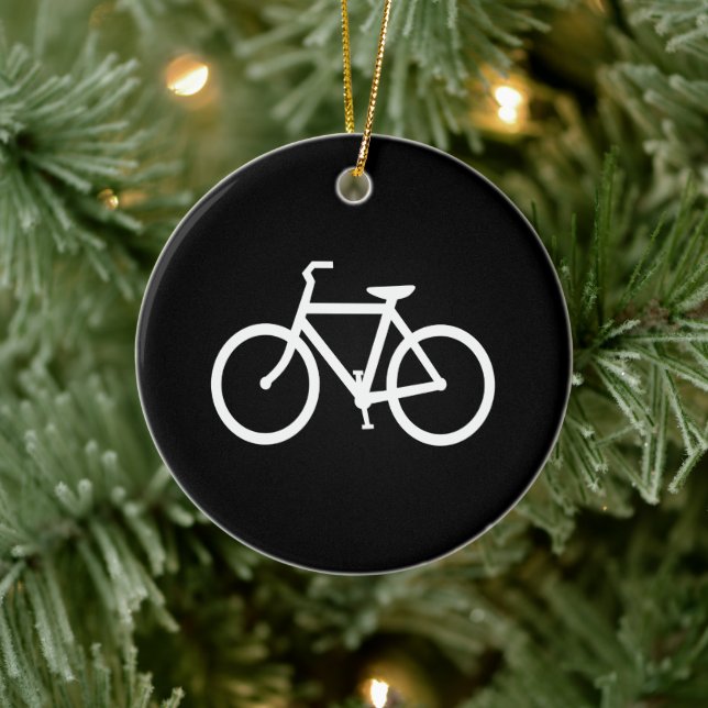 Black and White Bike Graphic Ceramic Ornament (Tree)