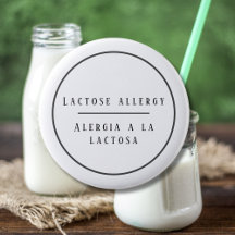 Black and White Bilingual Allergy Alert to Lactose
