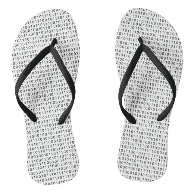 Black and White Binary Code Stripes Flip Flops (Footbed)