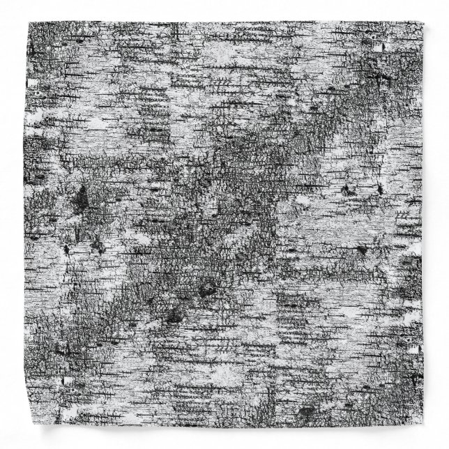 Black and White Birch Bark Print Graphic Bandana (Front)