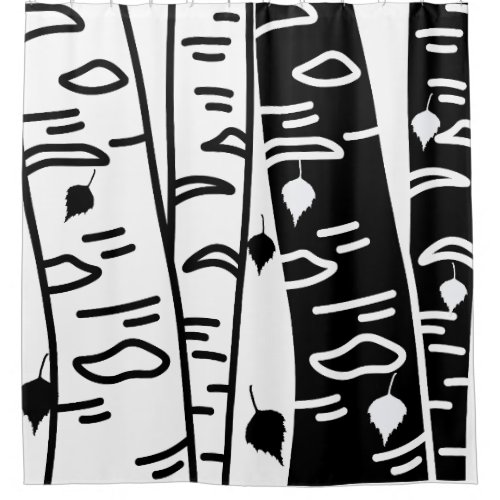 Black and White Birch Tree Pattern Shower Curtain