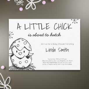Black and White Bird Hatching Baby Shower Invitation