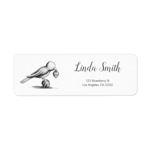 Black and White Bird Holiday Return Address Label