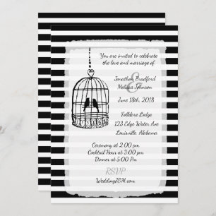 Black and White Birdcage Wedding Invitations