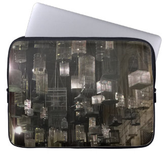 Black and white birdcages laptop sleeve