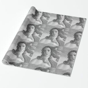 Black and White - Birh of Venus, Goddess Wrapping Paper