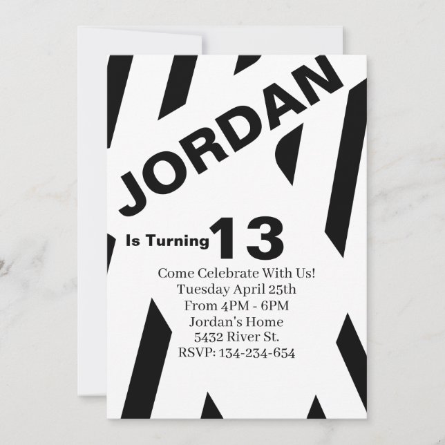 Black and White Birthday Invitation Template (Front)