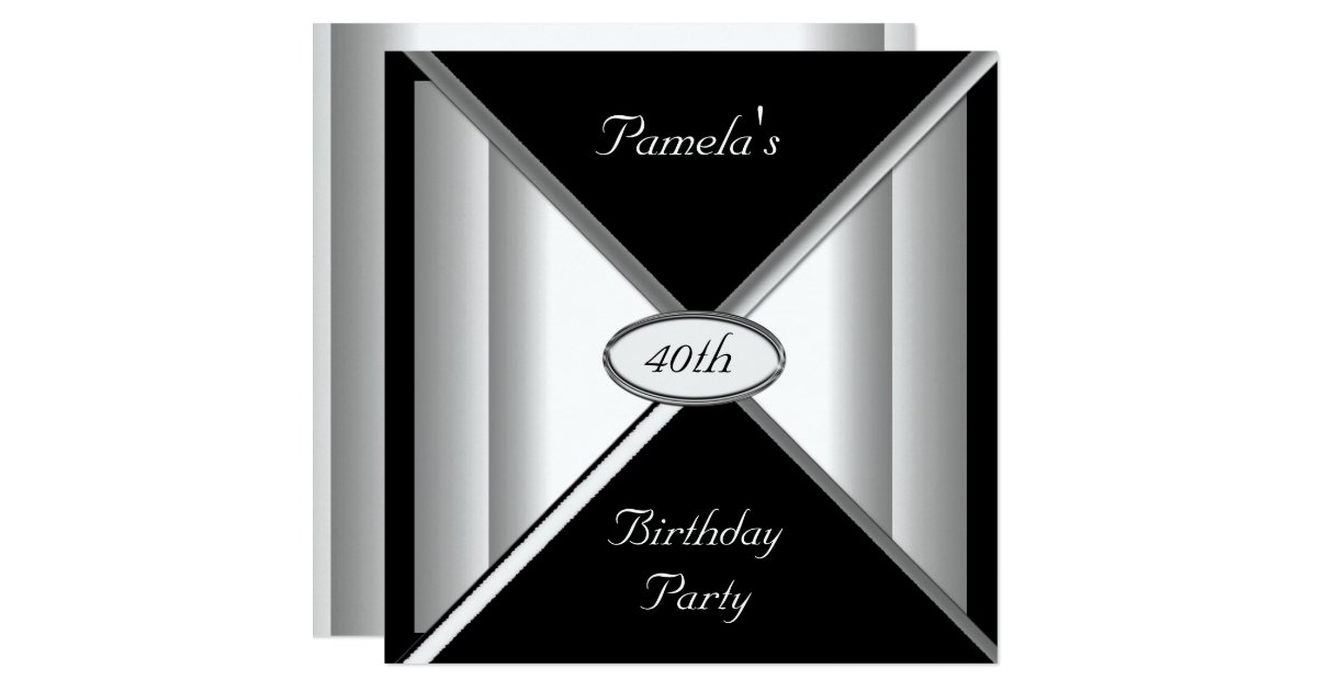 Black and White Birthday Party Invitation Zazzle