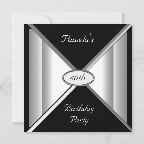 Black and White Birthday Party Invitation