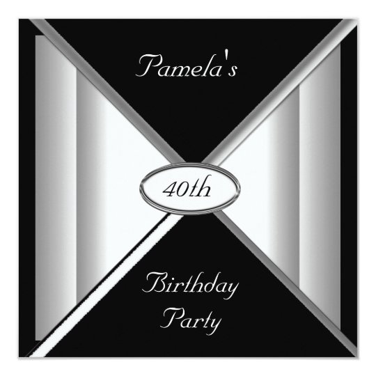 Black and White Birthday Party Invitation Zazzle