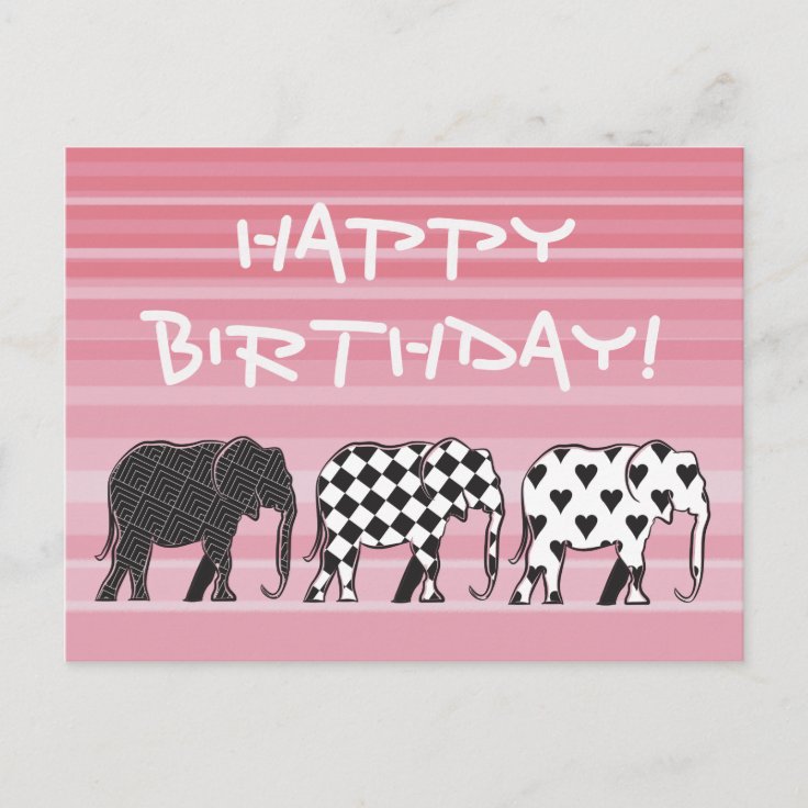Black And White Birthday Postcard Zazzle